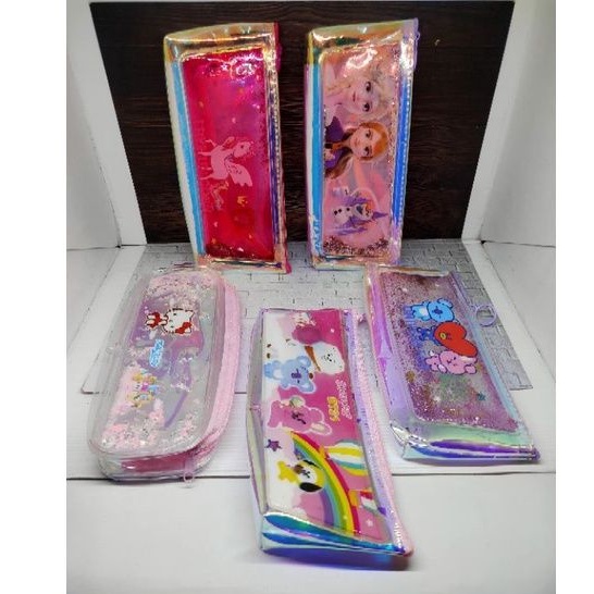 

tempat/kotak/tepak pensil resleting tranparan cewek