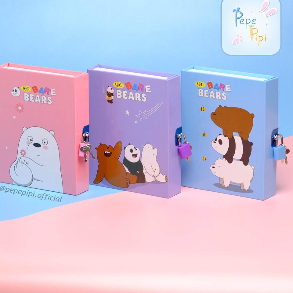 

[KODE 7LNDD] Buku Diary WBB We Bare Bear Note Book Dengan Kunci Gembok Tebal