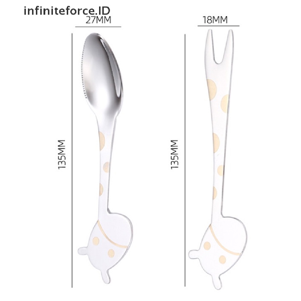 Sendok Garpu Buah Dessert Bentuk Kartun Hewan Jerapah Untuk Anak