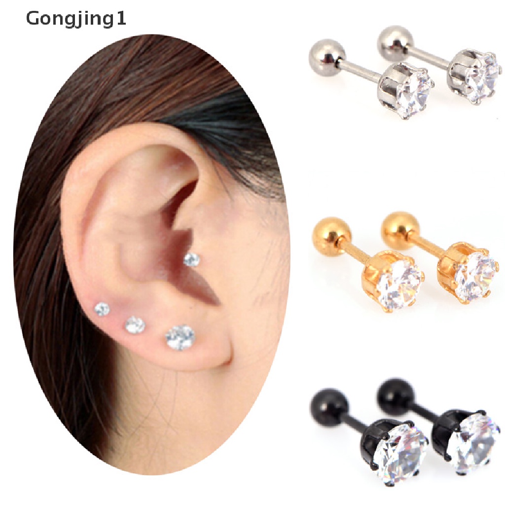 Gongjing1 1 Pasang Anting Tusuk Bahan Titanium Steel Untuk Wanita