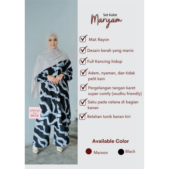 Jannah River Maryam Set Kulot || Set Kulot Premium by JannahRiver #oneset #jannahriver