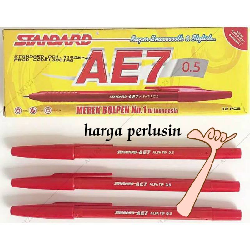 

pulpen standar AE 7 merah isi 12