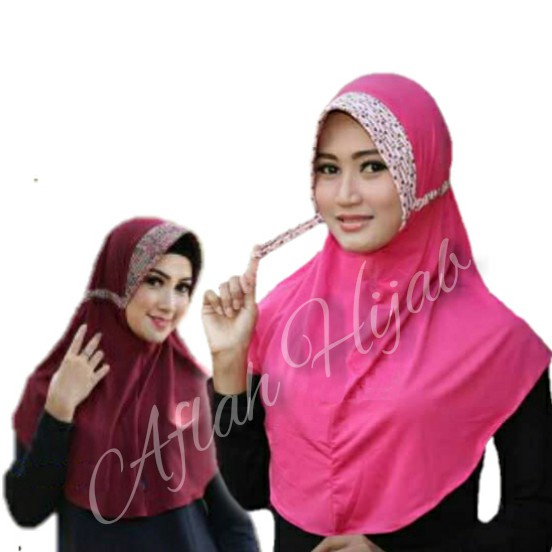 HIJAB INSTAN SERUT ALENA KOMBINASI BUNGA / JILBAB SERUT POLOS DIBA ALENA / KERUDUNG SERUT ALENA