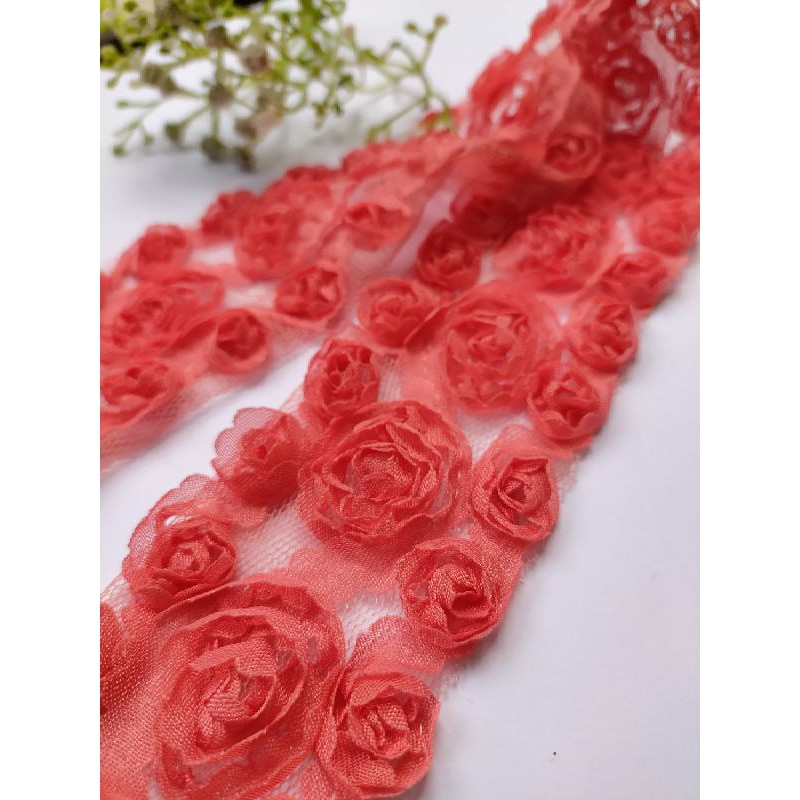 Aplikasi jahit/Pita/ Renda tile bunga swirl