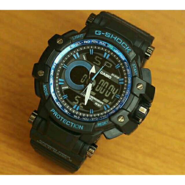 Jam Tangan Sport Casio G-shock Protection Black Blue Rubber Super Premium