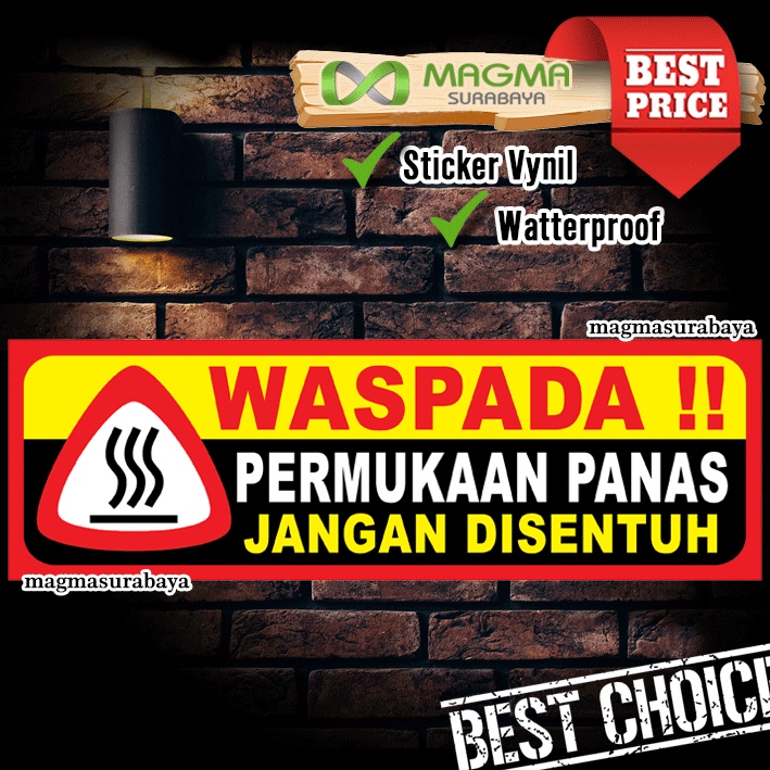 

Stiker Label Simbol Logo K3 Waspada permukaan Panas jangan di sentuh - magma surabaya