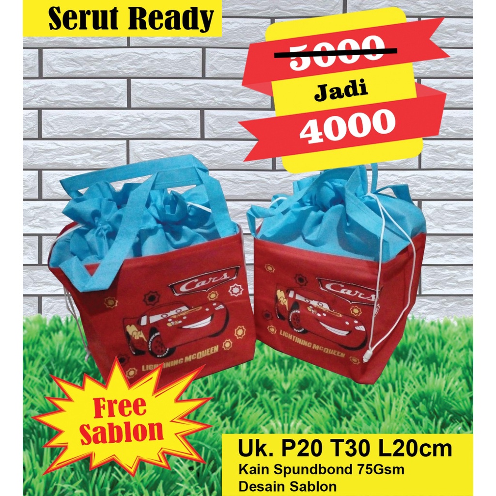 

tas souvenir ulang tahun / tas serut goodie bag