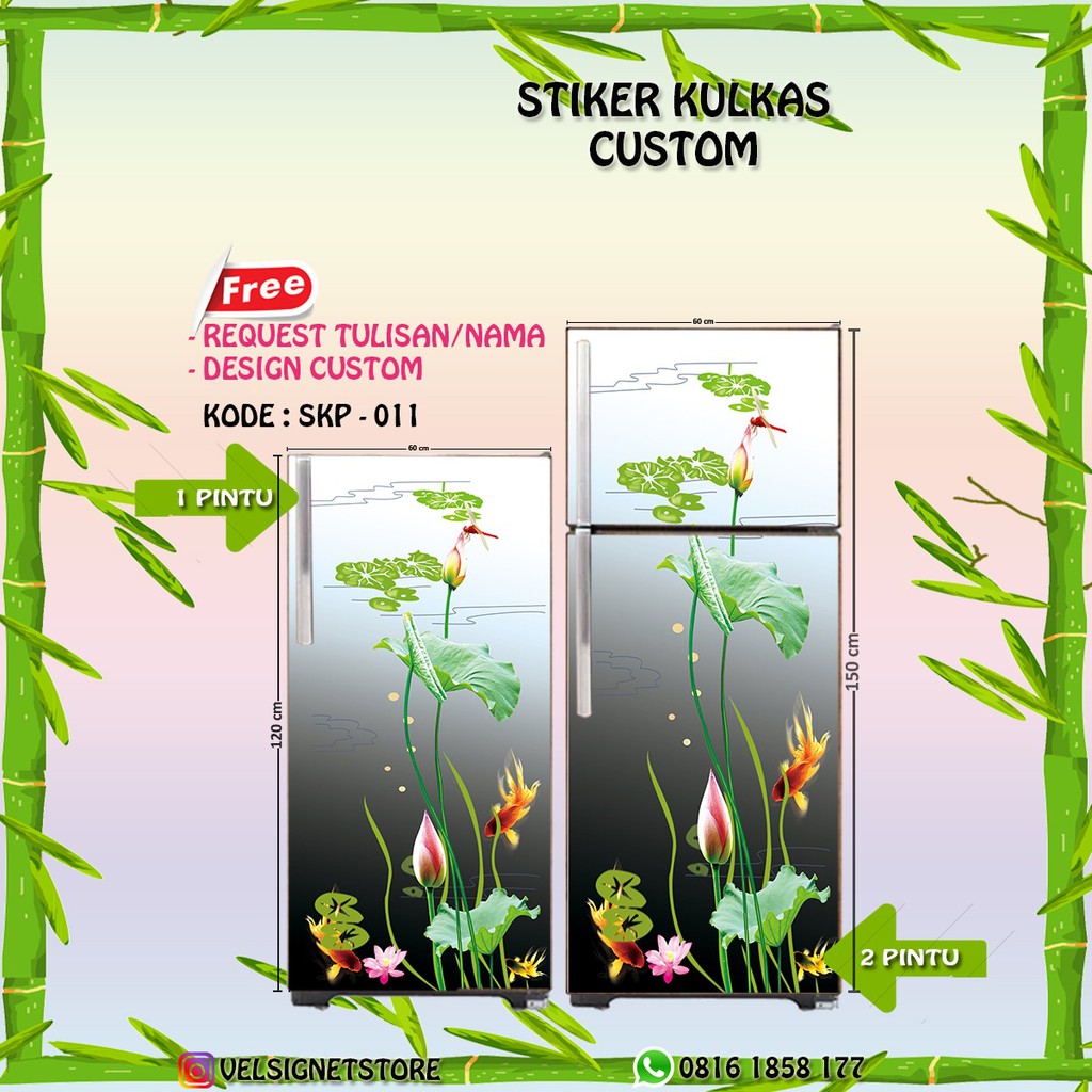 Jual STICKER KULKAS 2 PINTU 60CMx150CM GAMBAR DAUN PREMIUM - 1 PINTU ...