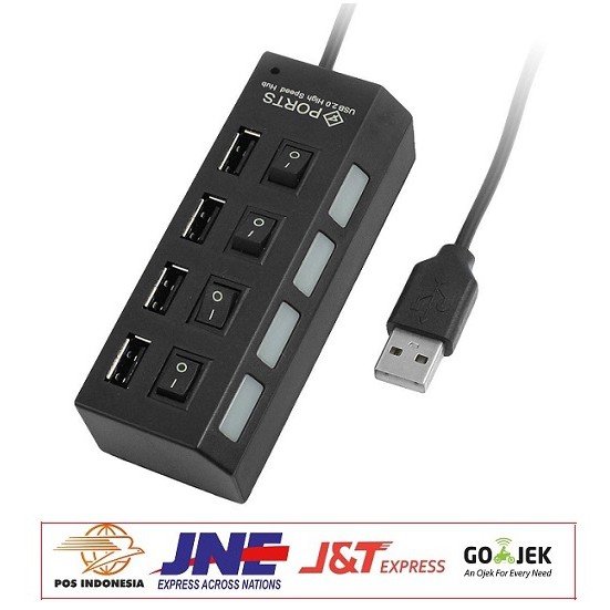 USB Hub 4 Port High Speed Saklar-Switch On-Off