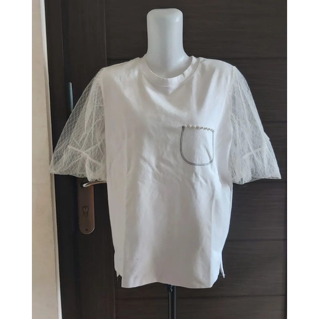 blus putih tangan organza pl