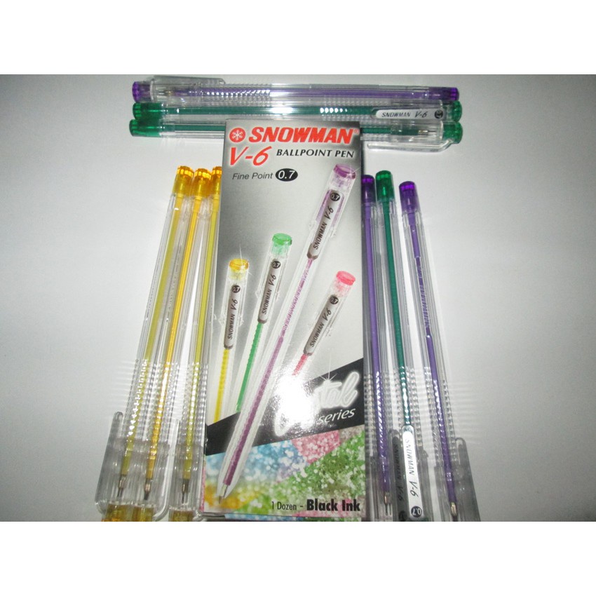 

BALLPOINT, BOLPEN, POLPEN, PULPEN V6 SNOWMAN HITAM ISI 12 PCS