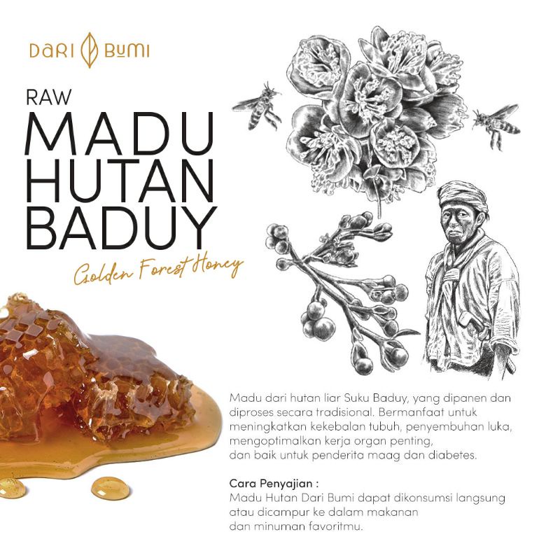 Madu Murni Asli Hutan Baduy 360 gram (250 ml) daribumi / Pure Raw Baduy Forest Honey Dari Bumi