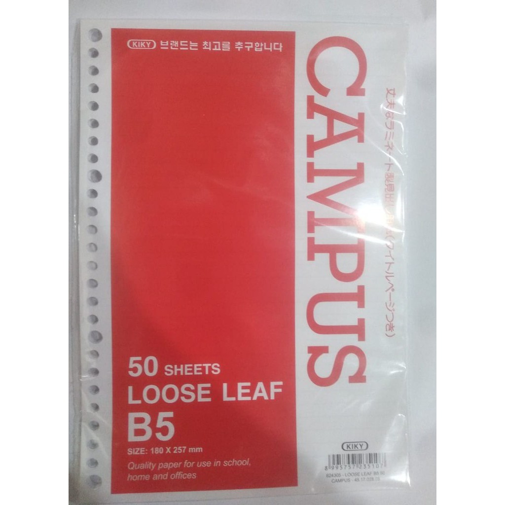 

LOOSE LEAF / ISI BINDER B5 50 MERK KIKY