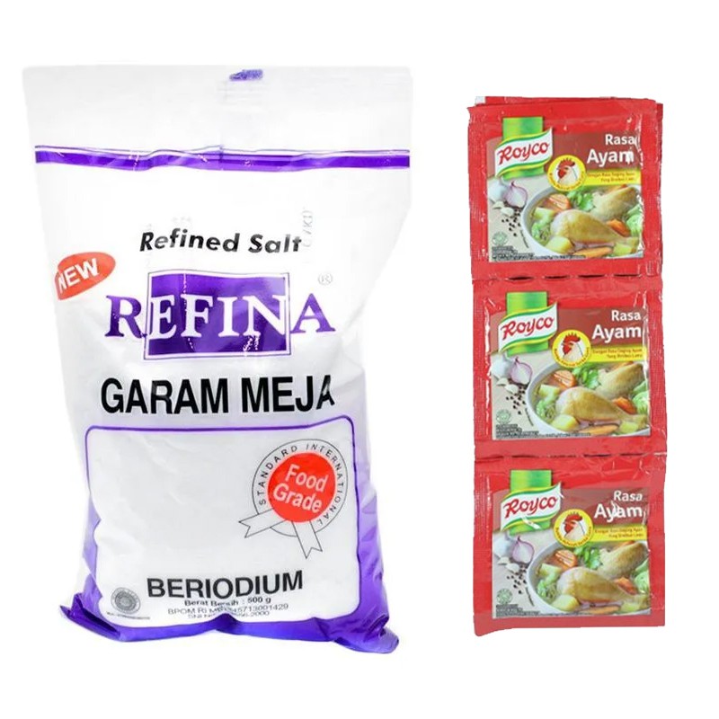 Paket Garam Refina 500gr + Serenceng Royco Ayam / Sapi Sachet - DPR 1