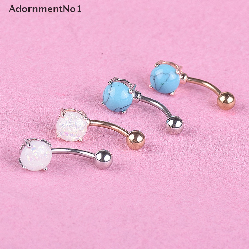 (AdornmentNo1) Anting Tindik Perut / Pusar Gantung Aksen Kristal Turquoise Untuk Perhiasan Wanita