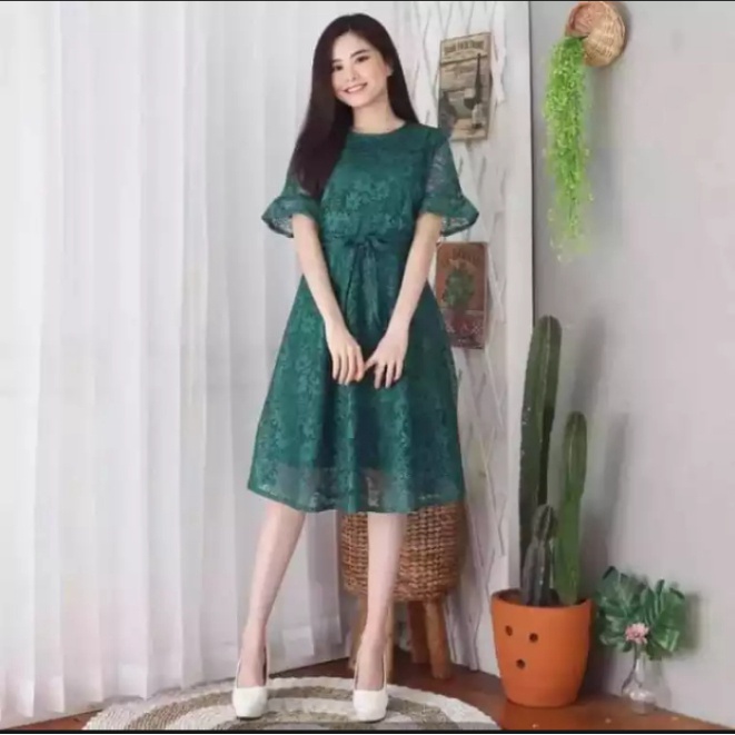 Dress Brukat Remaja Modern Dress modern Dress Natal  Baju Natal Korea  Dress Wanita Dress kondangan 