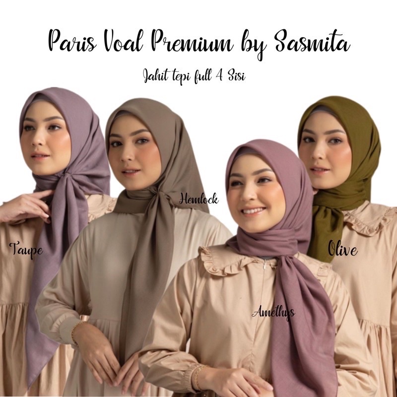 HIJAB PARIS PREMIUM // SEGI EMPAT JAHIT 4 SISI PREMIUM