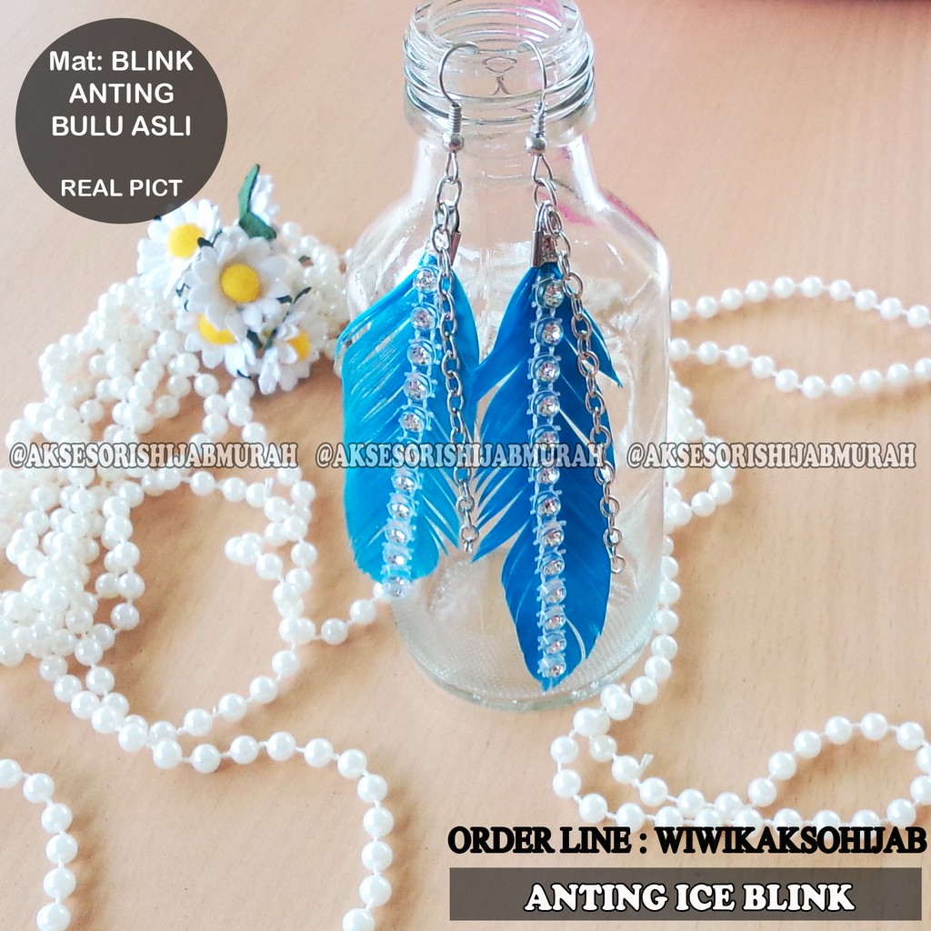 ANTING BLINK ICE ANTING HIJAB JILBAB SEPASANG BULU AYAM ASLI