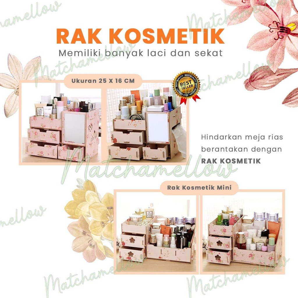 ❄️MATCHA❄️ RAK KOSMETIK CERMIN BAHAN KAYU / RAK KOSMETIK MINI - COSMETIC STORAGE - CAMELIA BESAR