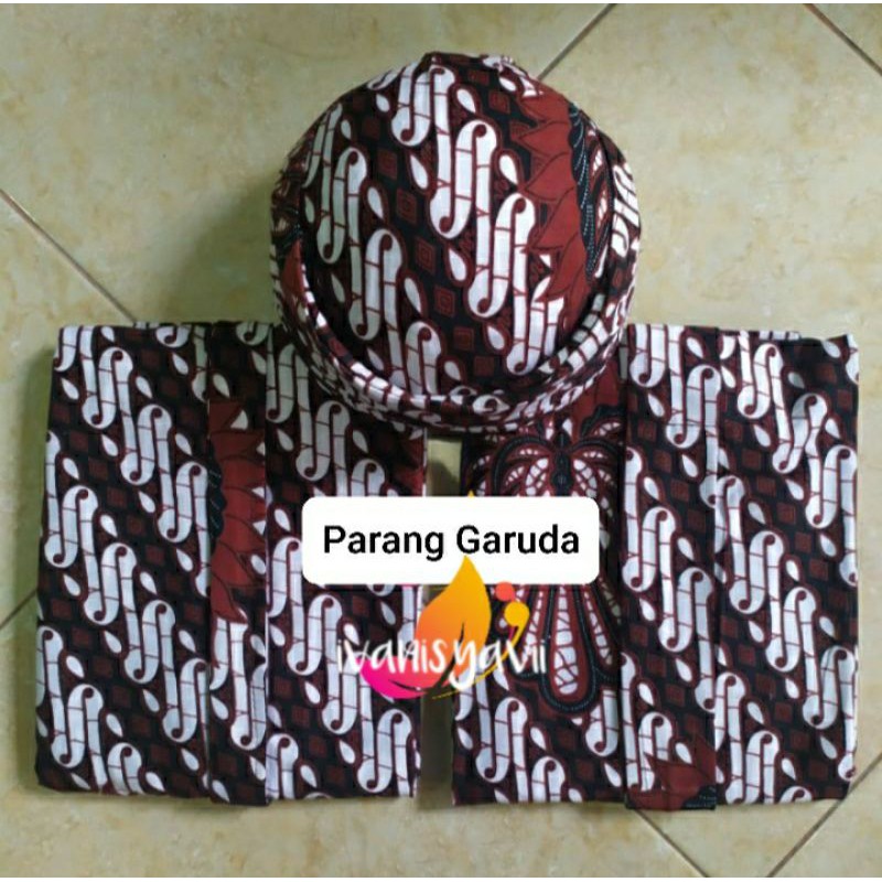 Set Jarik Instan Bapak Ibu + Blangkon (ModeL Jawa/ Sunda), Motif Parang Garuda