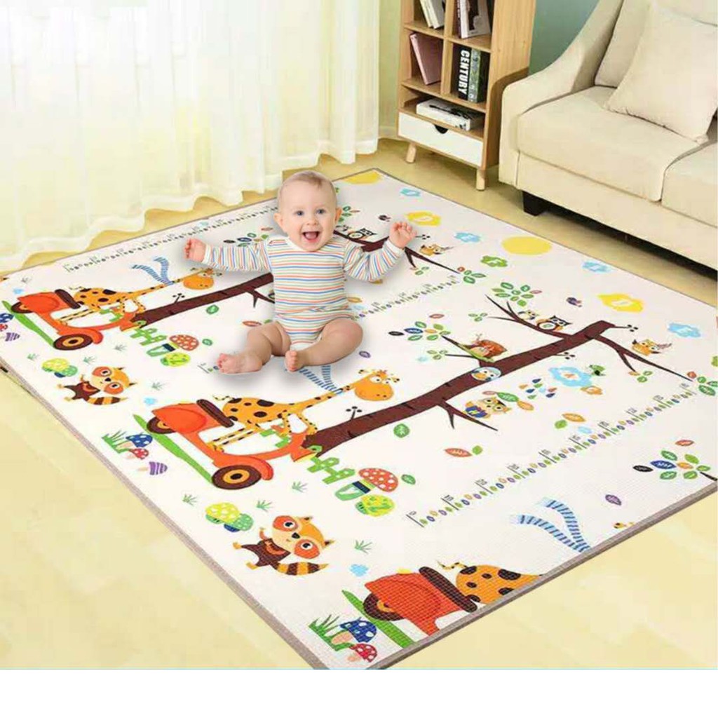 Playmat Premium Anak Bayi Lipat Tebal 1cm Double Pad (Bonus Tas) / Karpet Anak Playmat Kartun