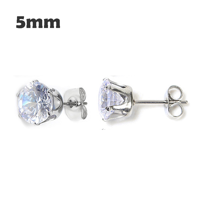 Two Penggunaan Tulang Rawan Tragus Anting Stainless Steel Mode Kristal Anting Zirkon Mini-5mm