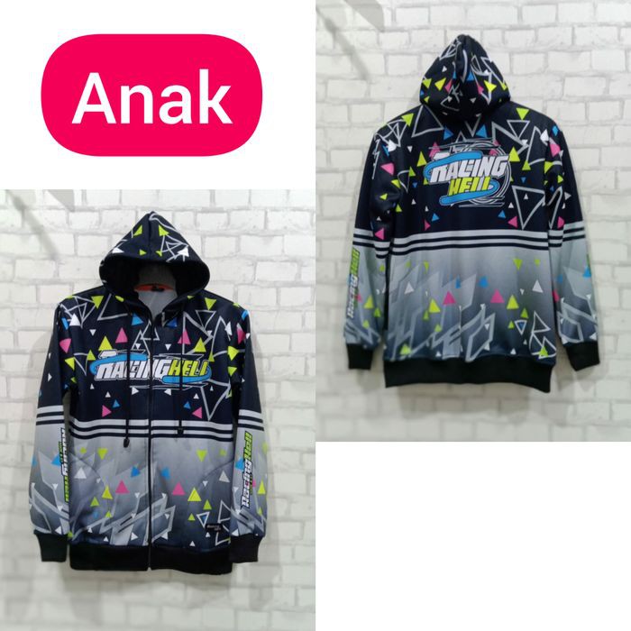 Penawaranspesial Jaket anak racing hell 5thn-12th murah - Hitam, L Limited