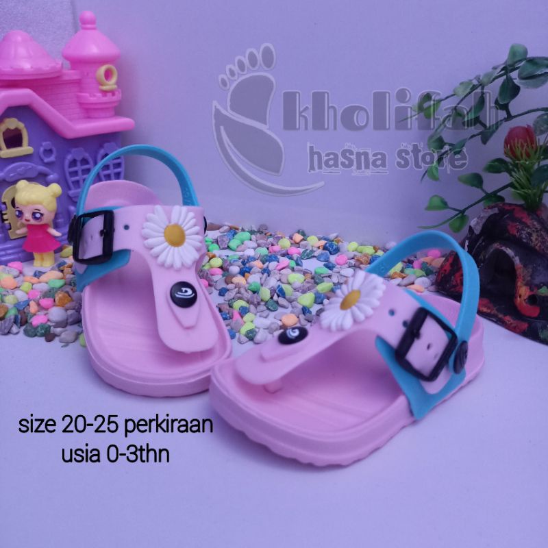 SANDAL JEPIT TALI BELAKANG BUNGA ANAK PEREMPUAN USIA 0-3THN DULUX 213E-CW