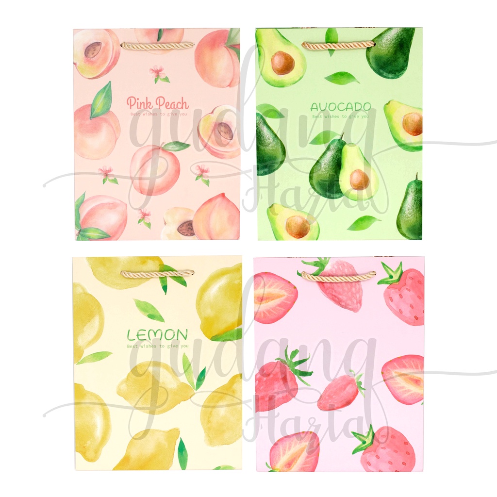 Paper Bag Tasty Fruit Tas Kado Motif Buah Lemon Peach GH 507281