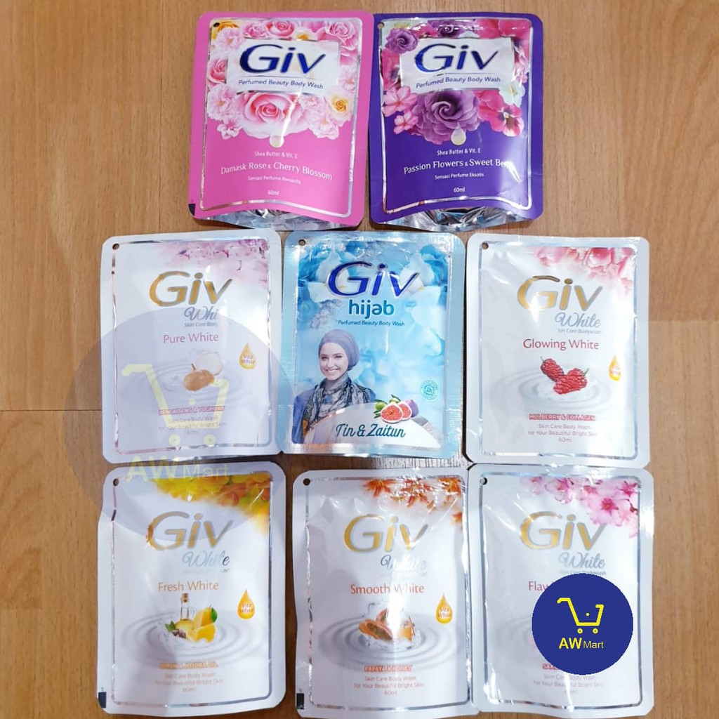 Giv refill 60ml hijab tin &amp; zaitun giv reff 60 ml sabun cair giv biru body wash parcel souvenir