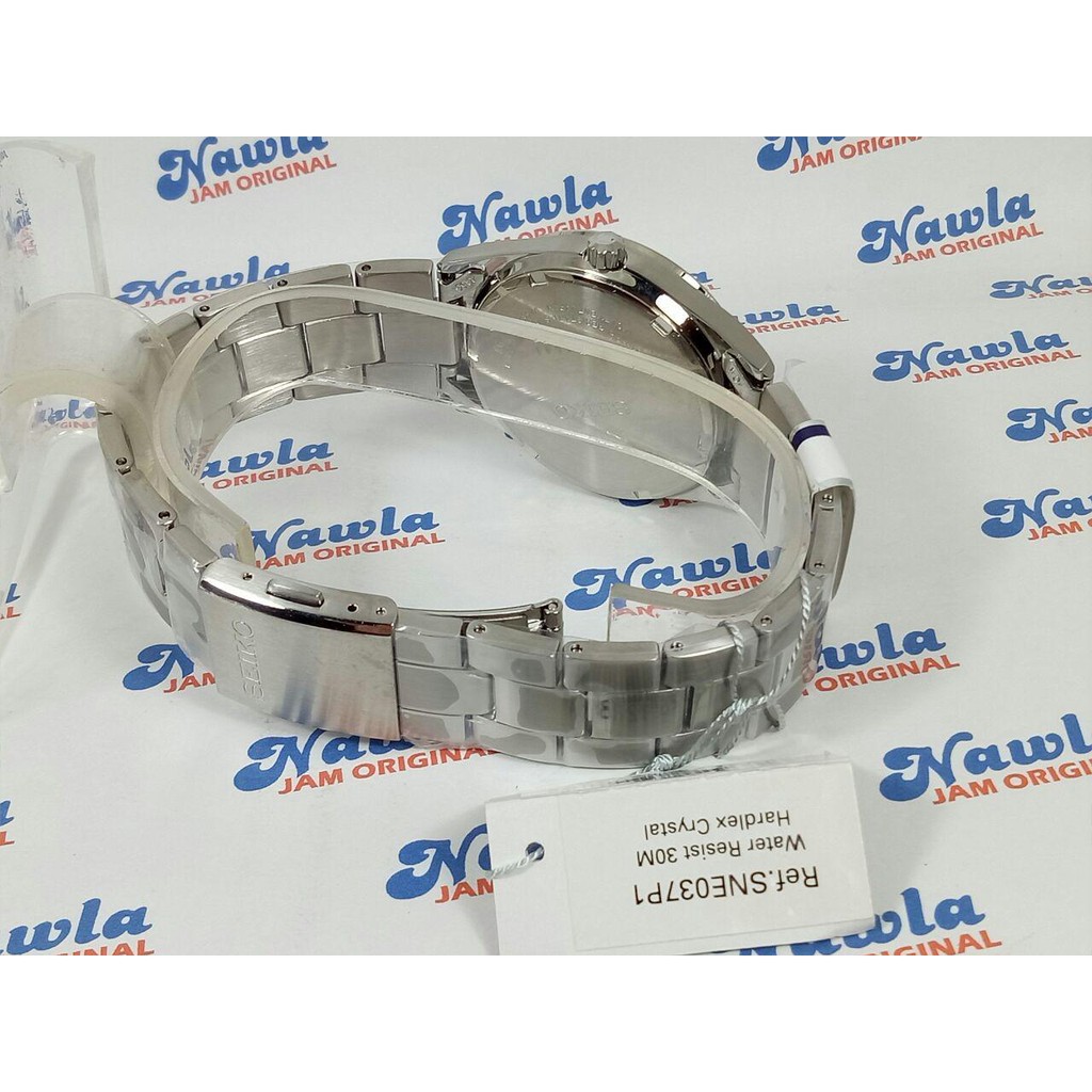 Seiko Solar SNE037P1 Silver Stainless Steel Bracelet | Jam Pria SNE037