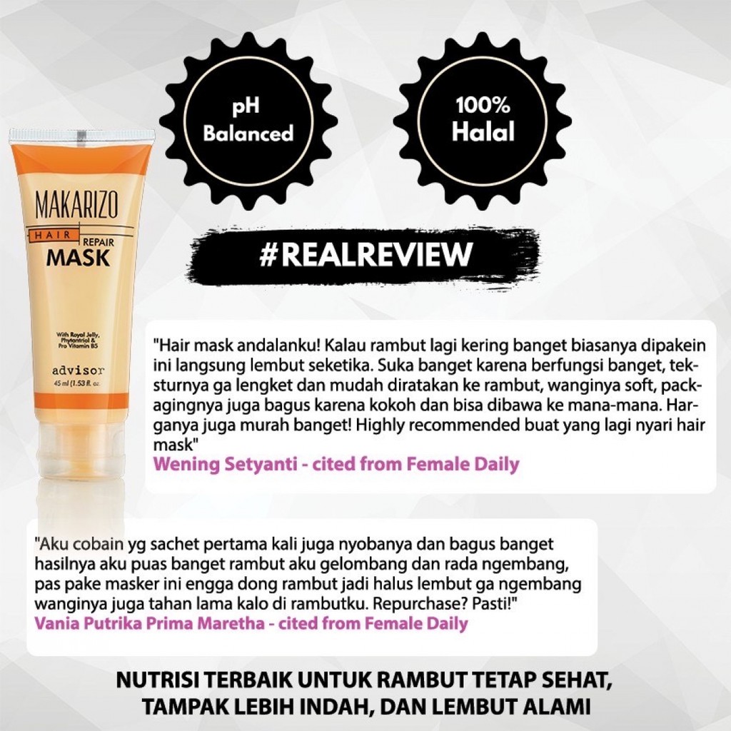 ★ BB ★ MAKARIZO Hair Repair Mask Tube | Sachet