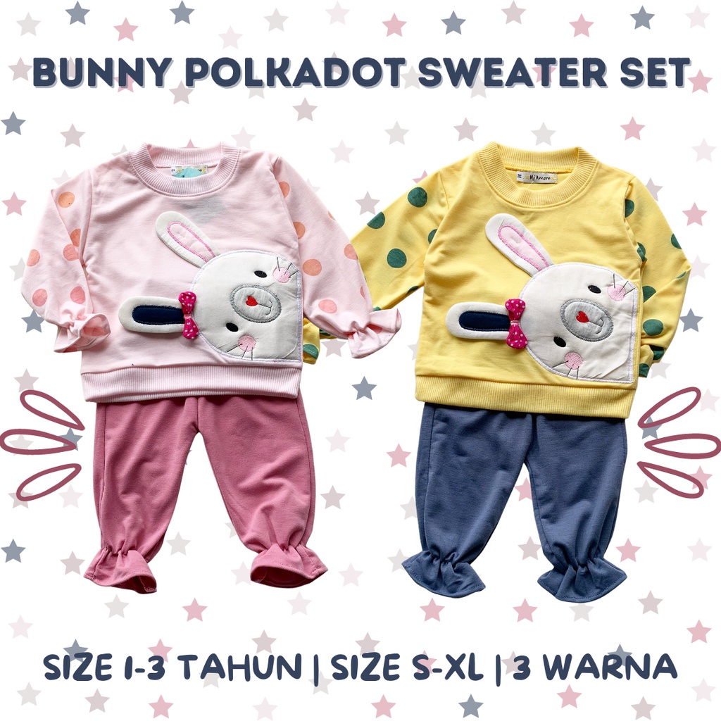 GROSIR BUNNY POLKADOT SWEATER SET