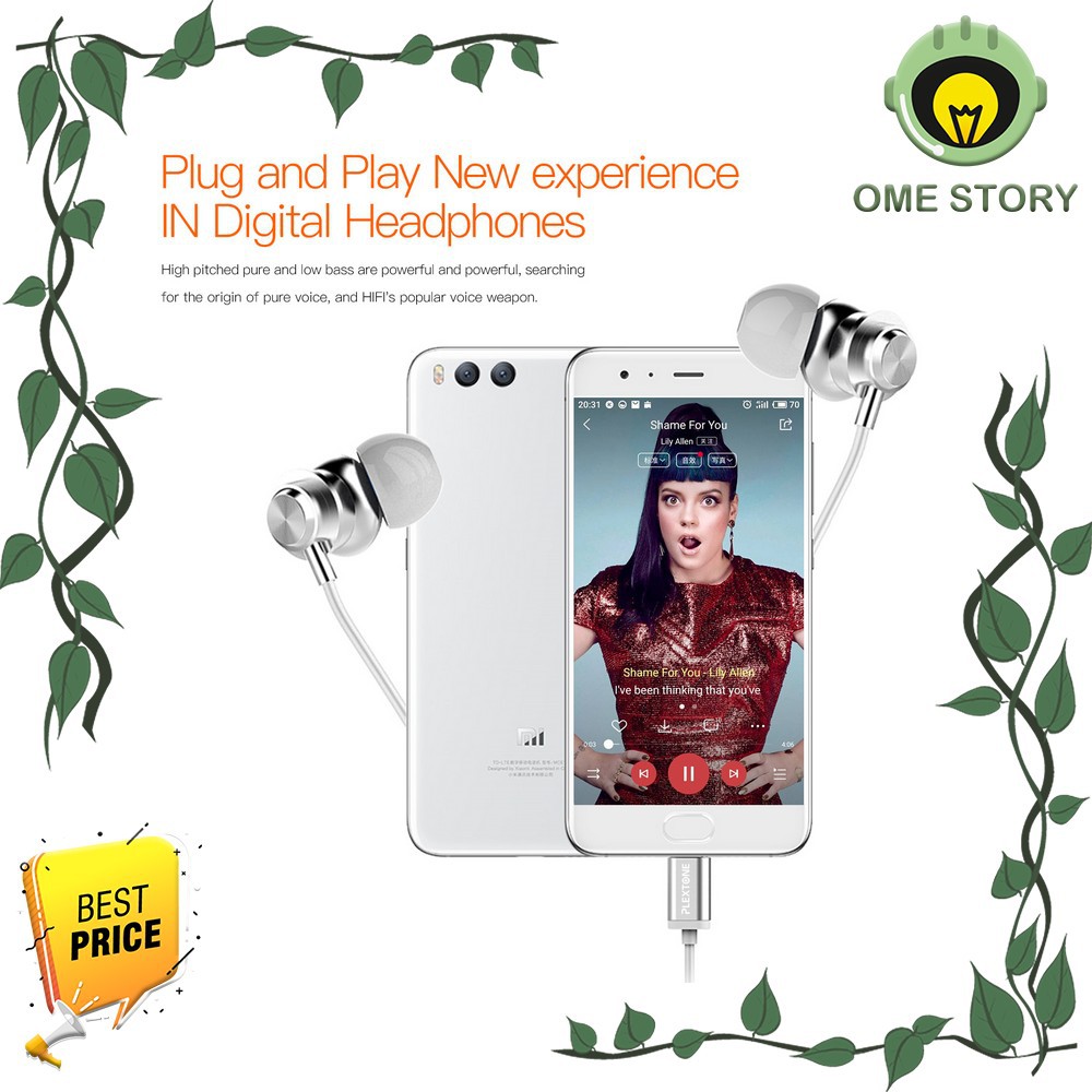 PLEXTONE X56M Earphone Type-C Wired Headset Gaming Mic Headphone Waterproof Tipe C In Ear Buds Audio