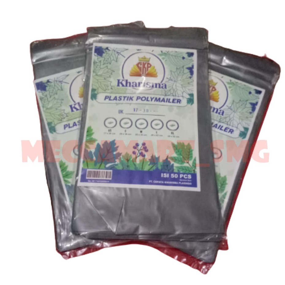 

Terbaik !!! Plastik Packing Polymailer Merk KHARISMA - Uk 25 x 35 Warna Silver Isi ( 50 pcs )