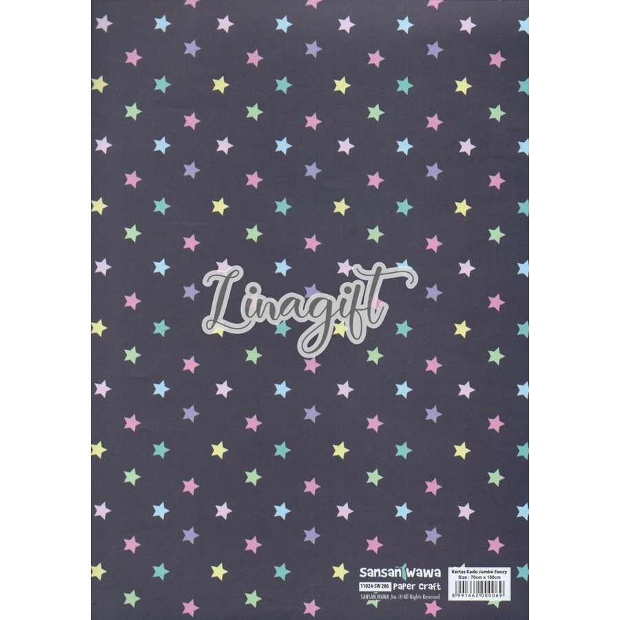 ( 5 Lembar ) JUMBO STARS - KERTAS KADO SANWA - GIFT WRAP PAPER SANSAN WAWA BINTANG VINTAGE UNIVERSAL BABY CLASSIC UNIVERSE CUTE TWINKLE STARS