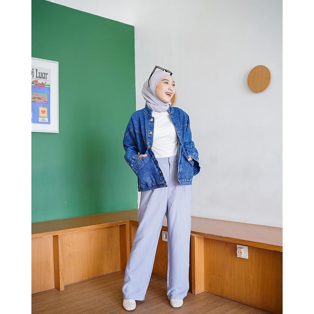 FUKUMI JAKET JEANS OVERSIZE JAKET JEANS PREMIUM KOREAN STYLE