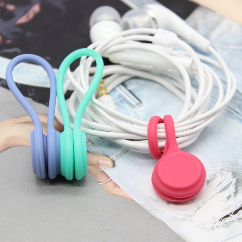 3Pcs Packs Silicone Magnetic Cable Organizer / Cable Ties / Earbud Cord Wrap / Headphone Cord Winder / Cable Manager Keeper Ties Straps /  Earphone Cord Clips / Organize Disordered Cables