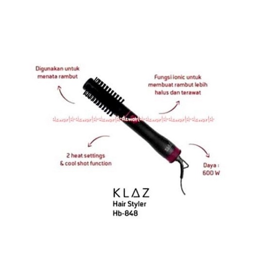 Klaz Hair Styler Hb-848 Alat Kriting Blow rambut Roll Pengeriting Pink Hitam Klas