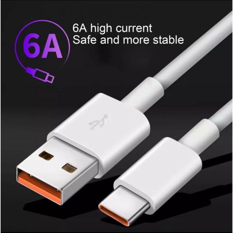 6A Kabel Pengisian Daya Super Cepat USB Tipe C Kabel Data Pengisian Daya Usb C Kabel Tipe C Kabel untuk Xiaomi Redmi Samsung Huawei OPPO