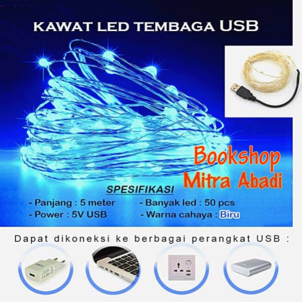 Lampu Natal LED USB Kawat Tembaga 5 Meter DC 5V