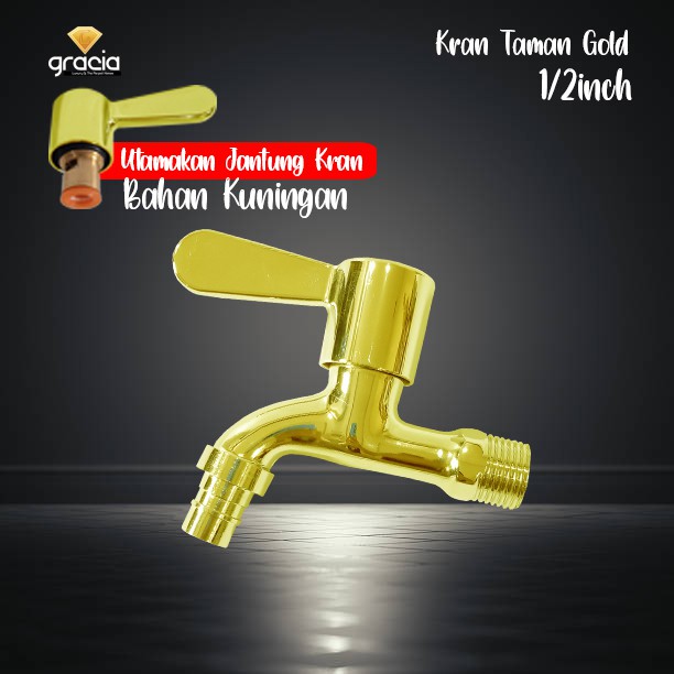 Kran Air 1/2 Inch Gold / Keran Tembok / Kran Taman Tembok 1/2inch Gold / Kran Gold / Kran Tembok 1/2 inch