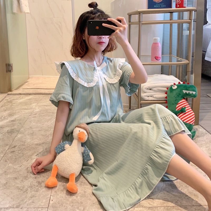 BAJU TIDUR WANITA PIYAMA WANITA BAJU TIDUR PIYAMA BAJU TIDUR WANITA MURAH PAKAIAN TIDUR ROK TIDUR BAJU TIDUR WANITA DASTER CORRINE PAJAMAS DRESS-Hijau
