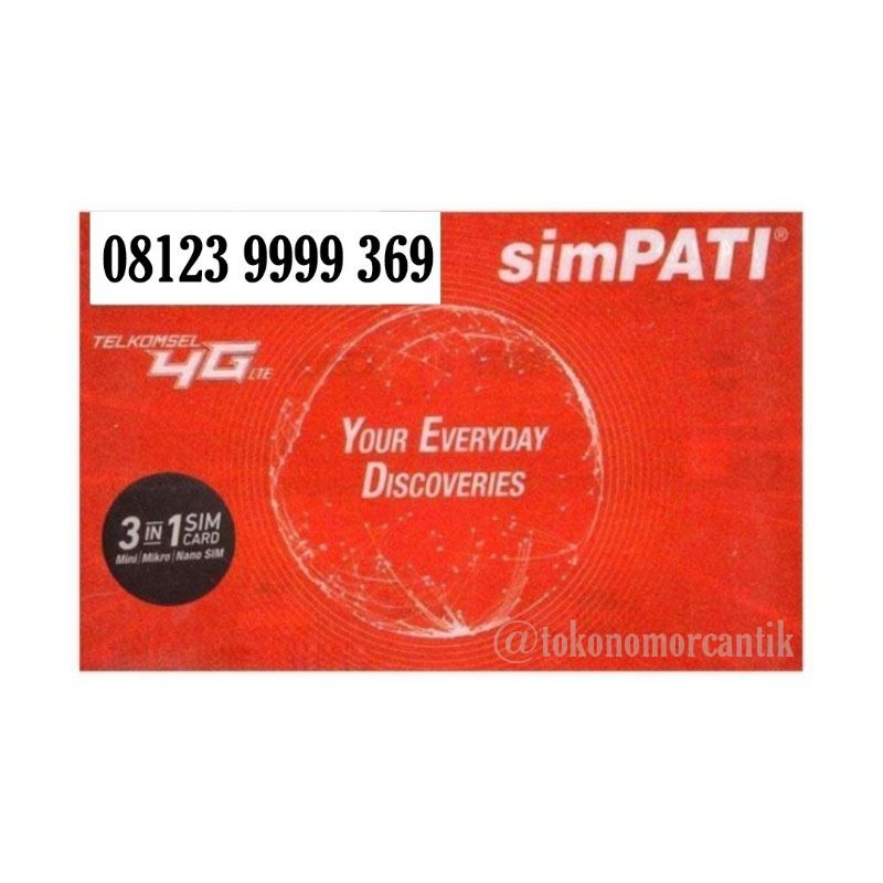 Nomor Cantik Simpati Hoki 369 Kartu Perdana Telkomsel 4G Nomer Hp Murah No Kwartet - 08123 9999 369