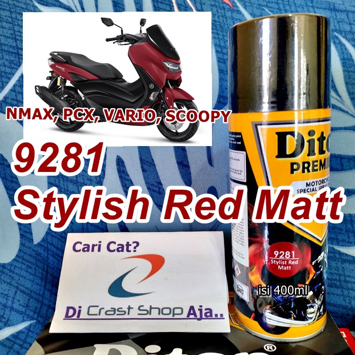 Cat Pilox Diton Premium Stylist Red Matt 9281 400cc matte merah doff red dop pcx nmax vario sepeda m