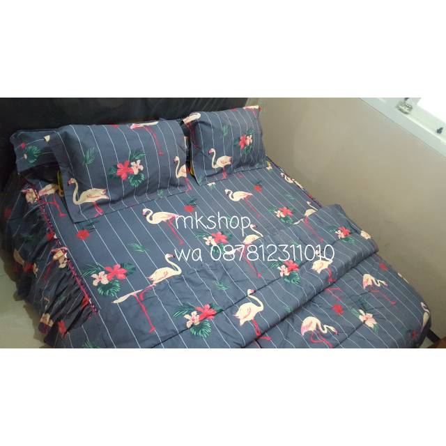PROMO SPREI RUMBAI KATUN JEPANG FLAMINGO BIRU 180x200