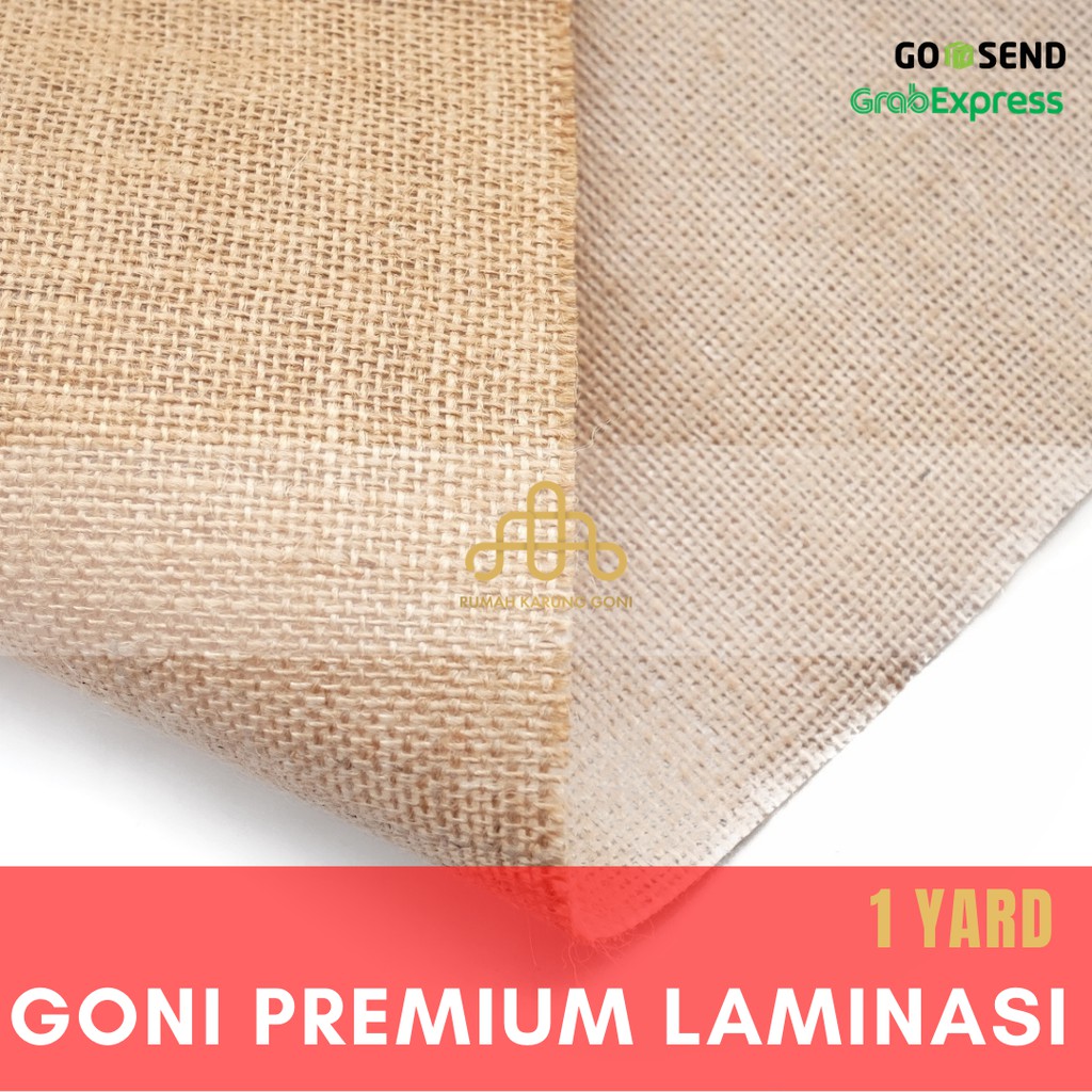 Kain Goni Premium 1 yard - Bahan Kain Karung Goni Baru - LAMINATED WATERPROOF JUTE BAG L 130cm