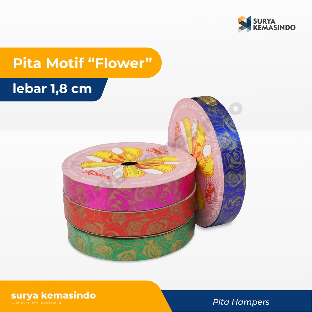 

Pita Motif Flower ( 1,8 cm ) per roll pita/pitakado/pitamotif/hampers