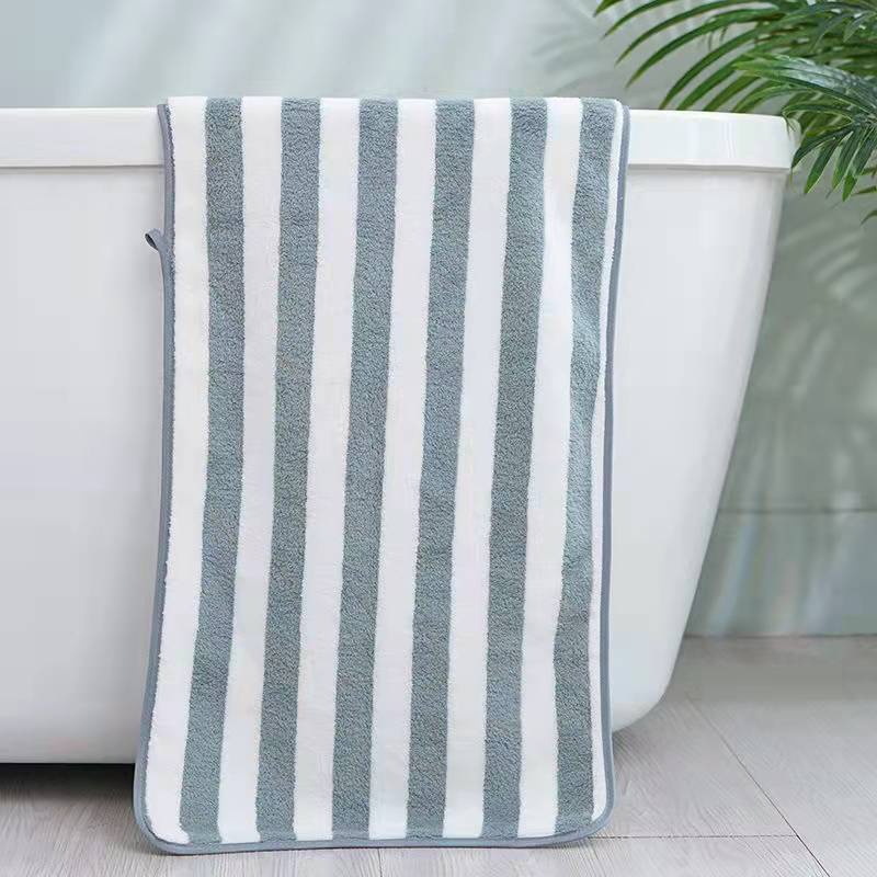 Edisi Terbaru Handuk Mandi Dewasa handuk Microfiber Bulu Salur Garis Lembut Super Serap Air Premium