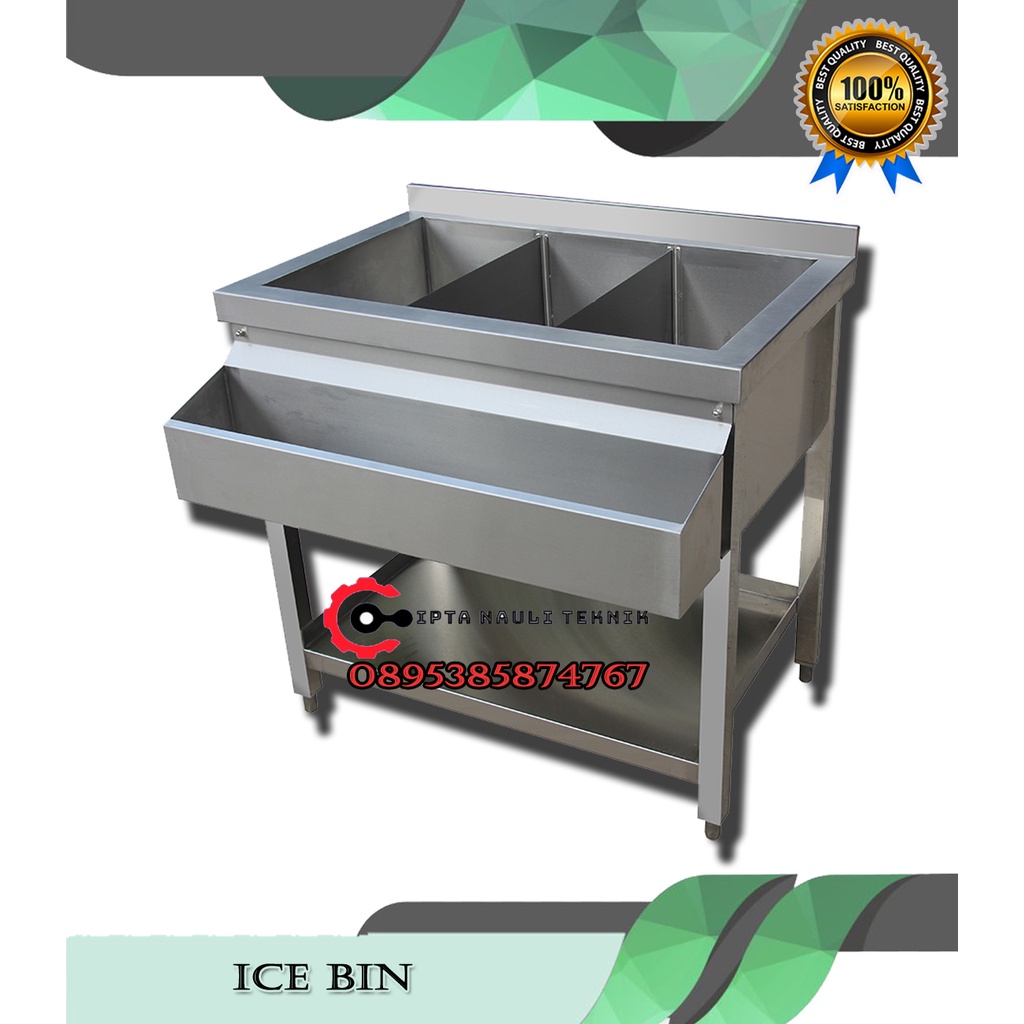 Stainless steel ice bin for cocktail bar station with insulation